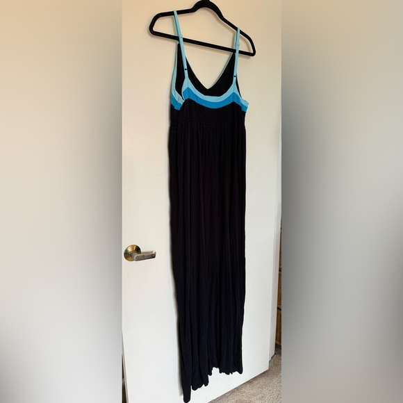 INC International Concepts Black & Blue Maxi Dress with Spaghetti Straps Size XL - Picture 5 of 8